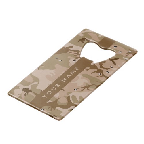 Desert Camouflage Pebbles Your name Personalize Credit Card Bottle Opener