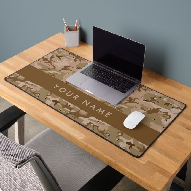 Desert Camouflage Pebbles, Your name, Personalize Desk Mat (Office 2)