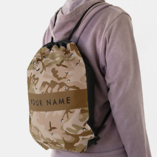 Desert Camouflage Pebbles, Your name, Personalize Drawstring Bag