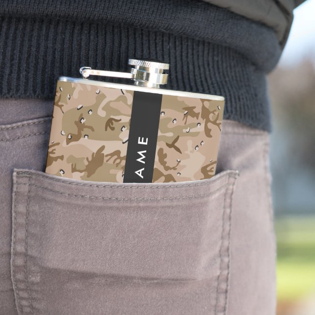 Desert Camouflage Pebbles, Your name, Personalize Flask (In Situ)