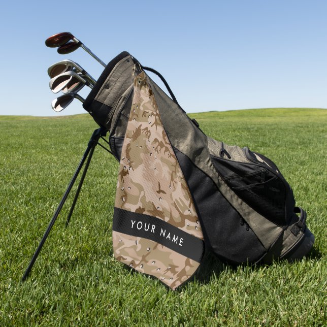 Desert Camouflage Pebbles, Your name, Personalize Golf Towel (Green)