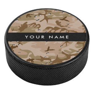 Desert Camouflage Pebbles, Your name, Personalize Hockey Puck