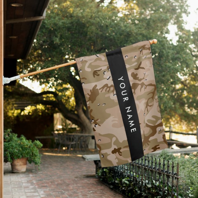 Desert Camouflage Pebbles, Your name, Personalize House Flag (In SItu)