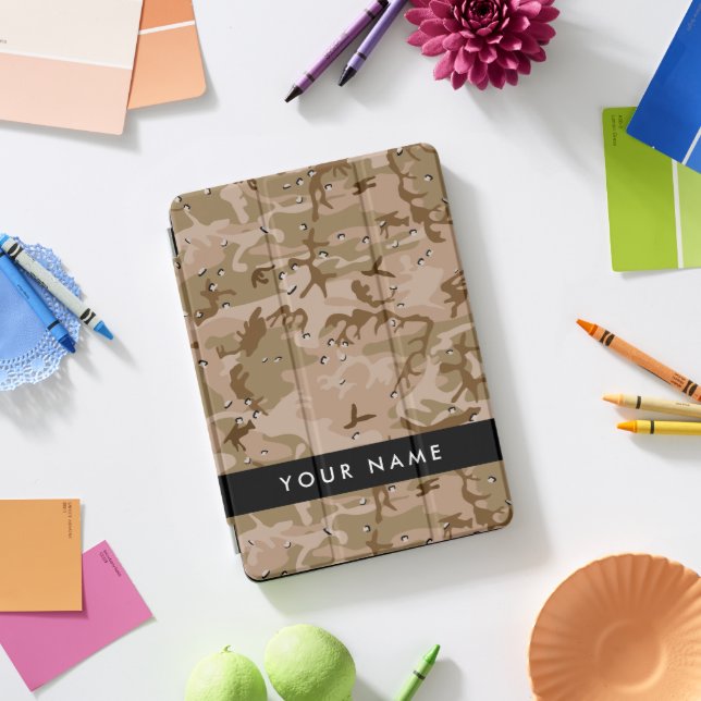 Desert Camouflage Pebbles, Your name, Personalize iPad Pro Cover (Desk)