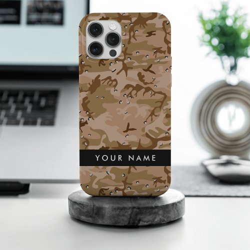 Desert Camouflage Pebbles Your name Personalize iPhone 15 Pro Max Case