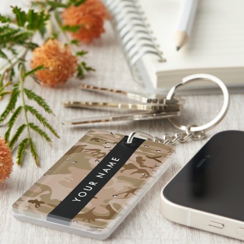 Desert Camouflage Pebbles Your name Personalize Keychain