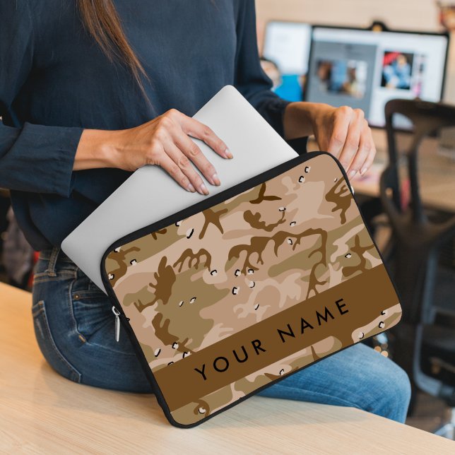 Desert Camouflage Pebbles, Your name, Personalize Laptop Sleeve (Creator Uploaded)