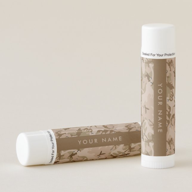 Desert Camouflage Pebbles, Your name, Personalize Lip Balm (Front)
