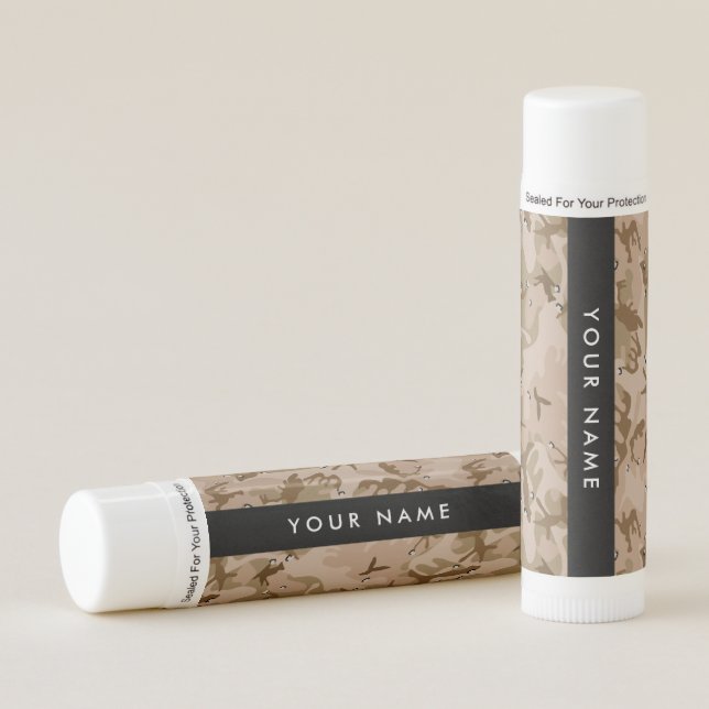 Desert Camouflage Pebbles, Your name, Personalize Lip Balm (Front)