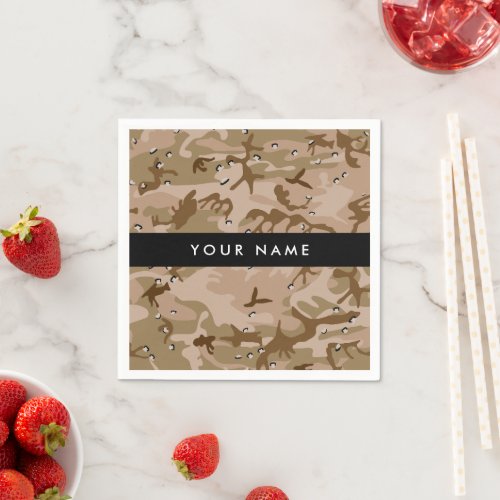 Desert Camouflage Pebbles Your name Personalize Napkins