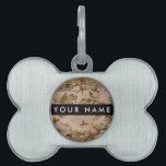 Desert Camouflage Pebbles, Your name, Personalize Pet ID Tag<br><div class="desc">Elegant,  stylish and sophisticated desert camouflage pattern in brown and green color. This pattern is also known as chocolate-chip camouflage and cookie dough camouflage. Modern and trendy gift,  perfect for the military lover in your life. Personalize by adding your name,  nickname,  monogram or initials.</div>
