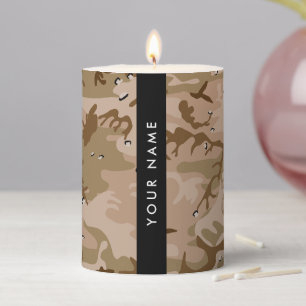 Desert Camouflage Pebbles, Your name, Personalize Pillar Candle