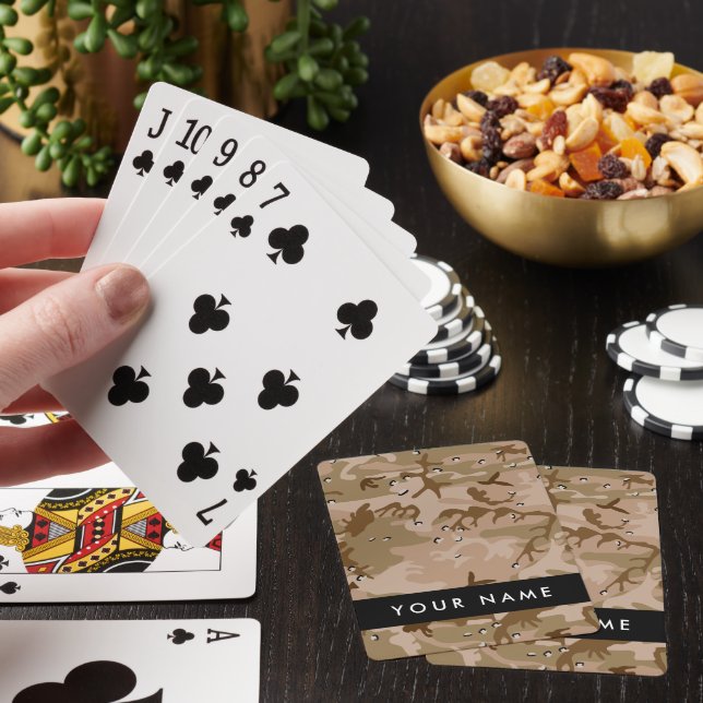 Desert Camouflage Pebbles, Your name, Personalize Poker Cards (In Situ)