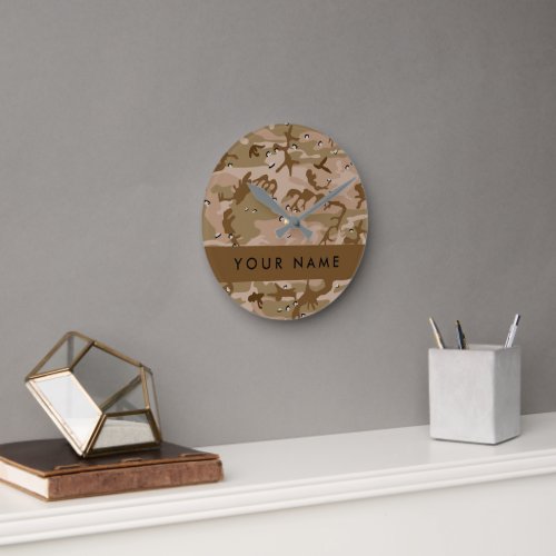 Desert Camouflage Pebbles Your name Personalize Round Clock