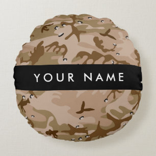 Desert Camouflage Pebbles, Your name, Personalize Round Pillow