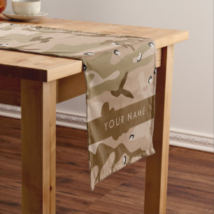Desert Camouflage Pebbles, Your name, Personalize Short Table Runner