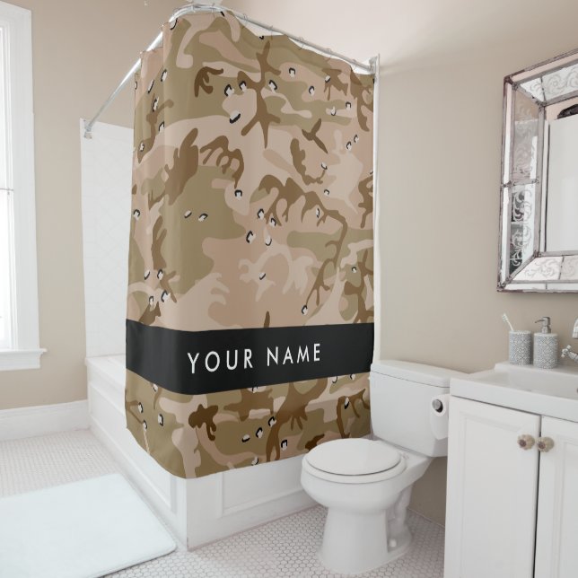 Desert Camouflage Pebbles, Your name, Personalize Shower Curtain (In Situ)