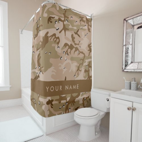 Desert Camouflage Pebbles Your name Personalize Shower Curtain