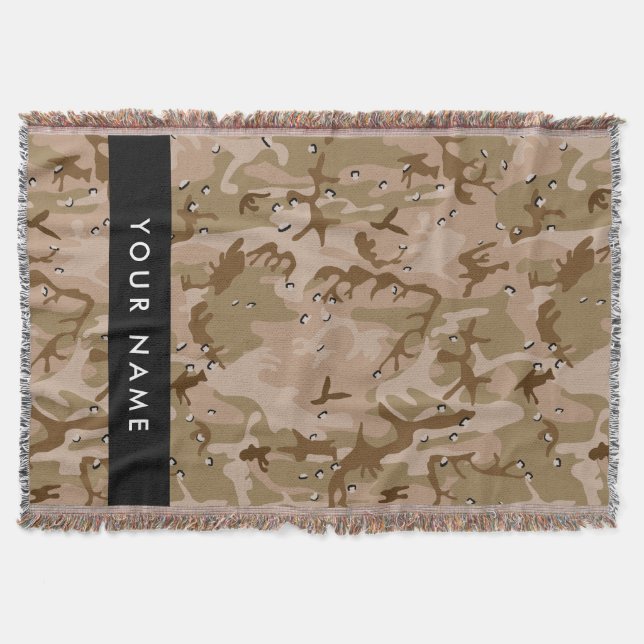Desert Camouflage Pebbles, Your name, Personalize Throw Blanket (Front)