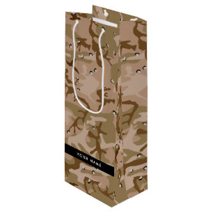 Desert Camouflage Pebbles, Your name, Personalize Wine Gift Bag