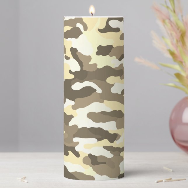 Desert Camouflage Pillar Candle (In Situ)