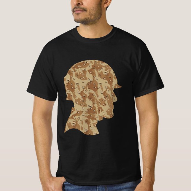 Desert Camouflage Soldier with Helmet T-Shirt (Front)