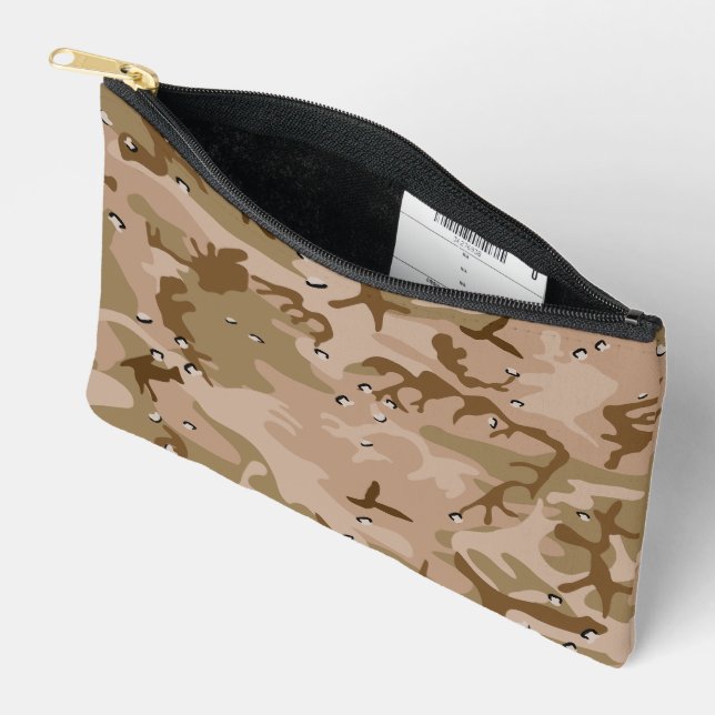 Desert Camouflage With Pebbles, Military, Army Accessory Pouch (Open)