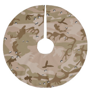 Desert Camouflage With Pebbles, Military, Army Brushed Polyester Tree Skirt