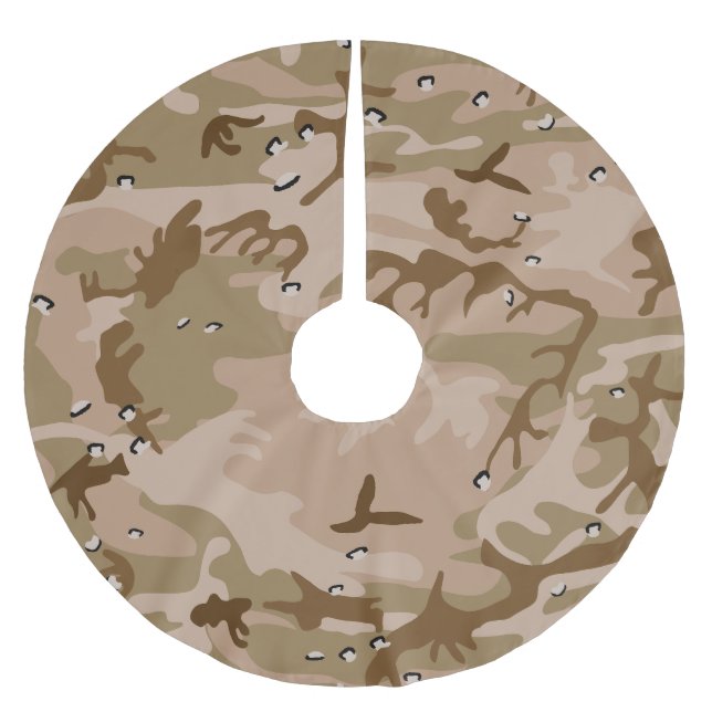 Desert Camouflage With Pebbles, Military, Army Brushed Polyester Tree Skirt (Front)