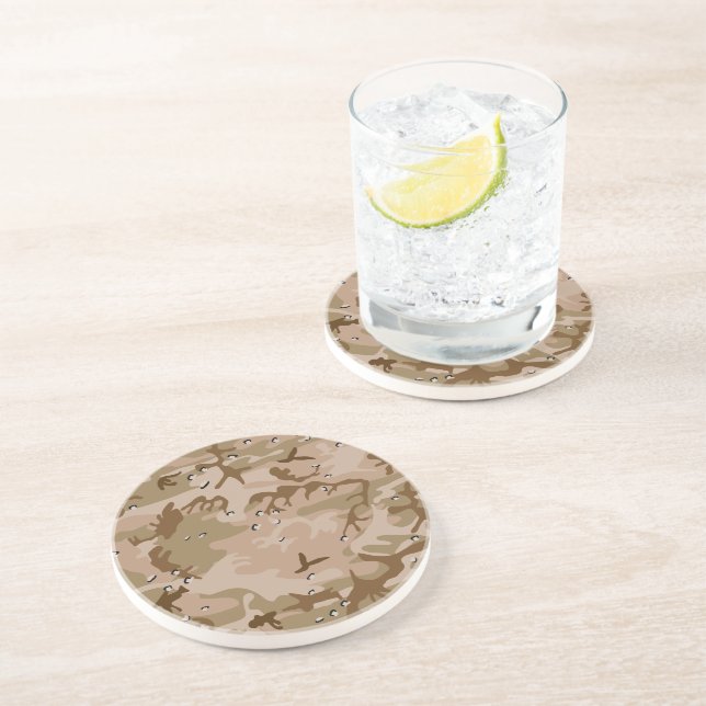 Desert Camouflage With Pebbles, Military, Army Coaster (Side)