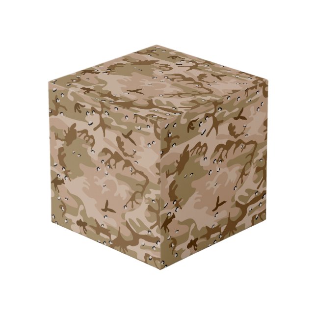 Desert Camouflage With Pebbles, Military, Army Cube (Front Angled)
