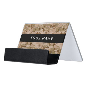 Desert Camouflage With Pebbles, Military, Army Desk Business Card Holder