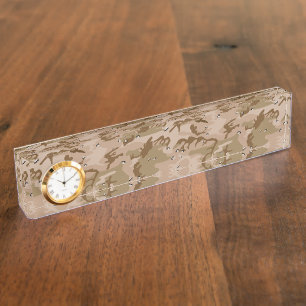 Desert Camouflage With Pebbles, Military, Army Desk Name Plate