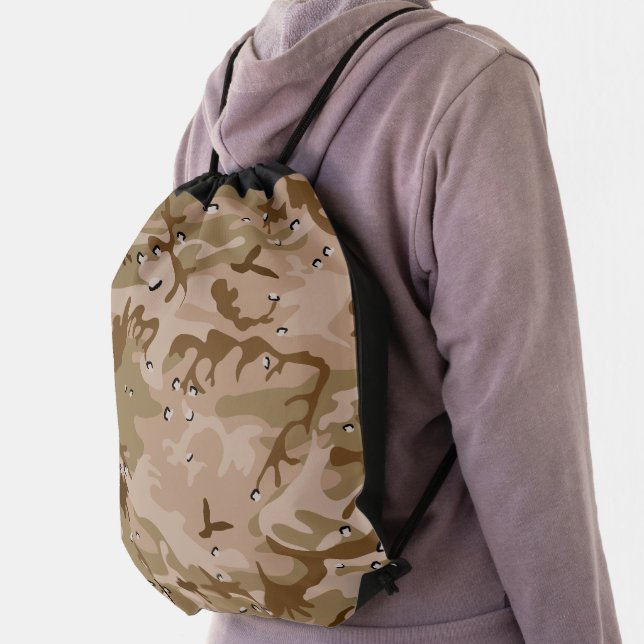 Desert Camouflage With Pebbles, Military, Army Drawstring Bag (Insitu)