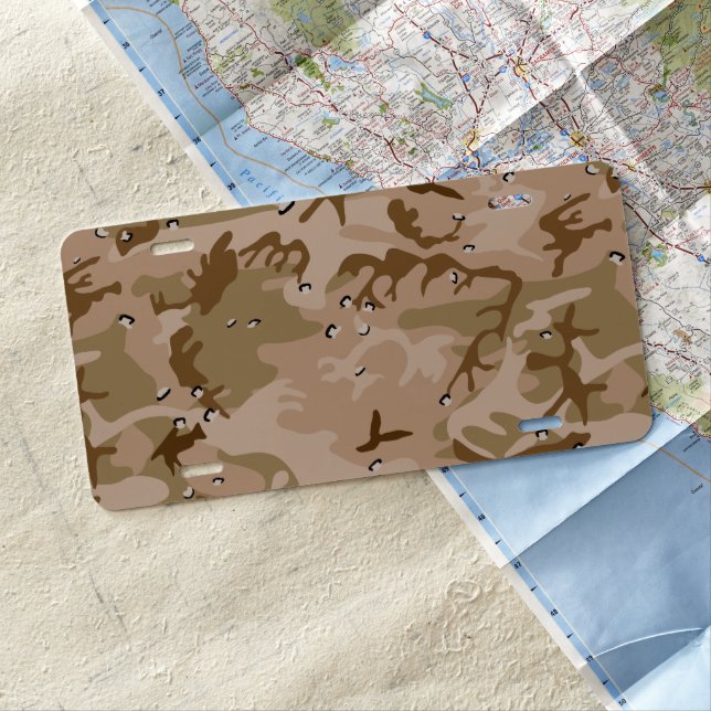 Desert Camouflage With Pebbles, Military, Army License Plate (In Situ)
