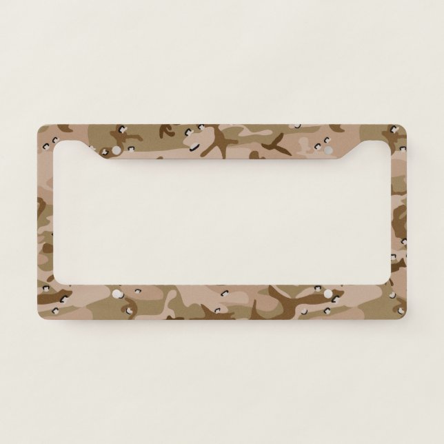 Desert Camouflage With Pebbles, Military, Army License Plate Frame (Front)