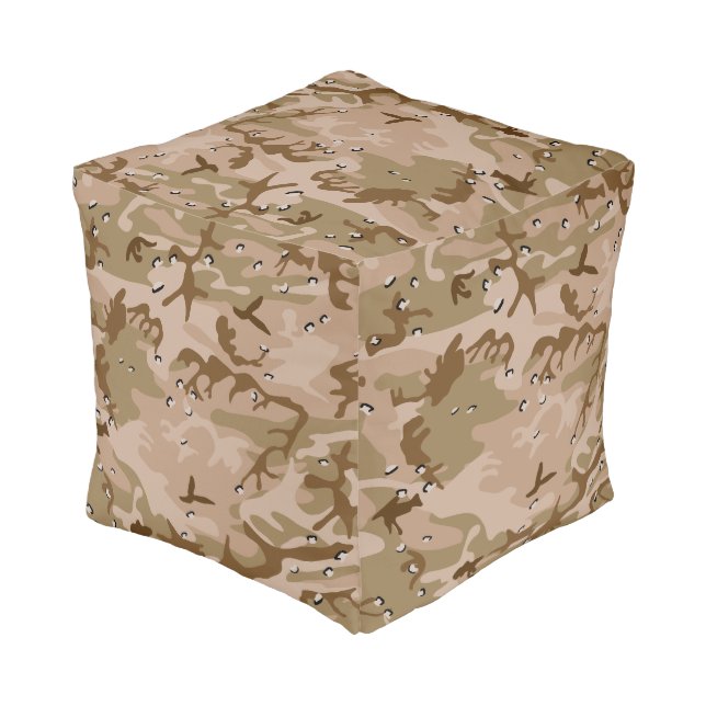 Desert Camouflage With Pebbles, Military, Army Pouf (Angled Back)