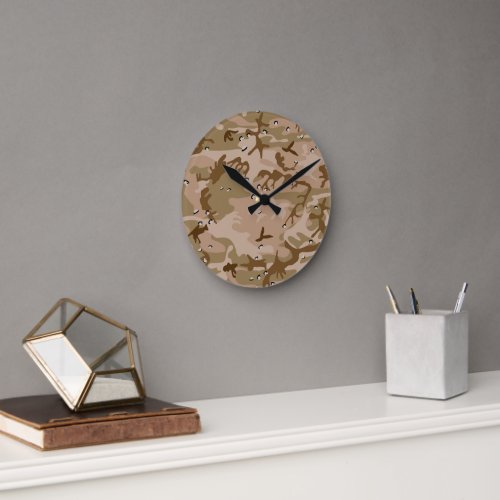 Desert Camouflage With Pebbles Military Army Round Clock