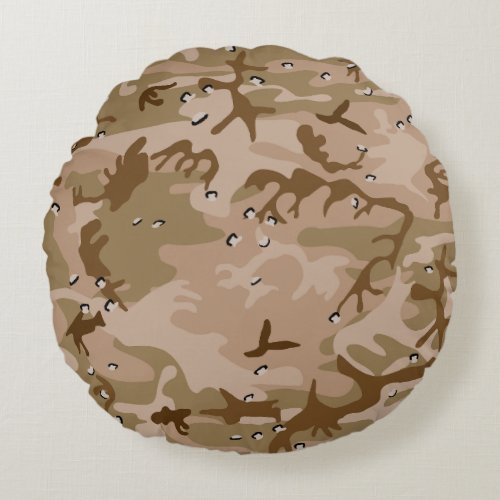 Desert Camouflage With Pebbles Military Army Round Pillow