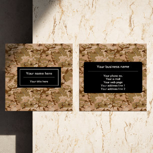 Desert Camouflage With Pebbles, Military, Army Square Business Card
