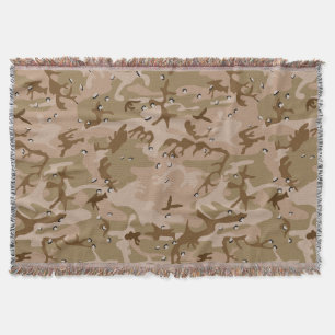 Desert Camouflage With Pebbles, Military, Army Throw Blanket