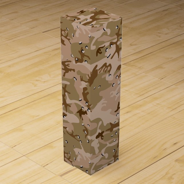 Desert Camouflage With Pebbles, Military, Army Wine Box (Front)