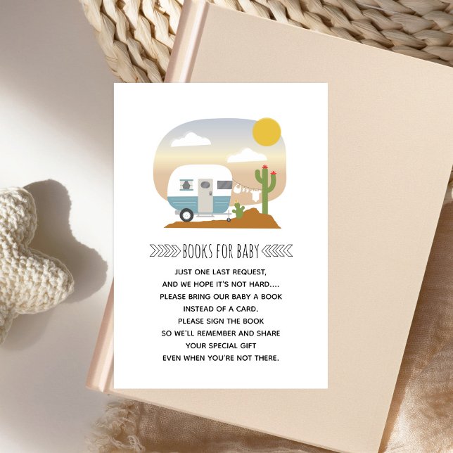 Desert Camper Blue Baby Shower Book Request Invitation (Creator Uploaded)