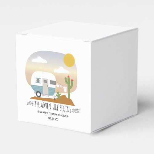 Desert Camper Clothesline Blue Baby Shower Favor Boxes