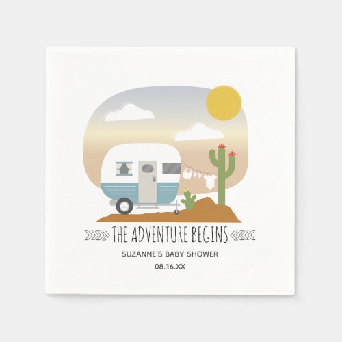 Desert Camper Clothesline Blue Baby Shower Napkins