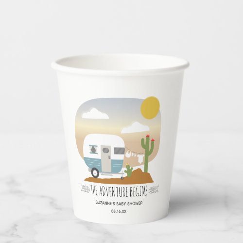 Desert Camper Clothesline Blue Baby Shower Paper Cups