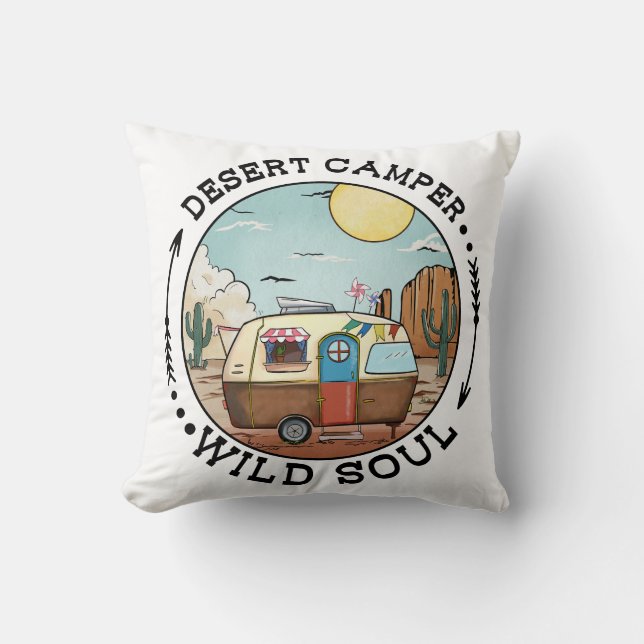 Desert Camper Wild Soul Throw Pillow (Front)