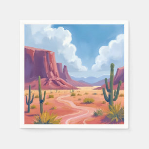 Desert Canyon Cactus Nature Landscape Napkins