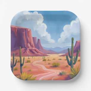 Desert Canyon Cactus Nature Landscape Paper Plates