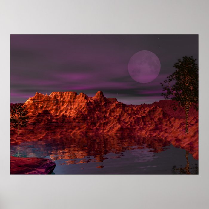 Desert Canyon Island Sunset Poster